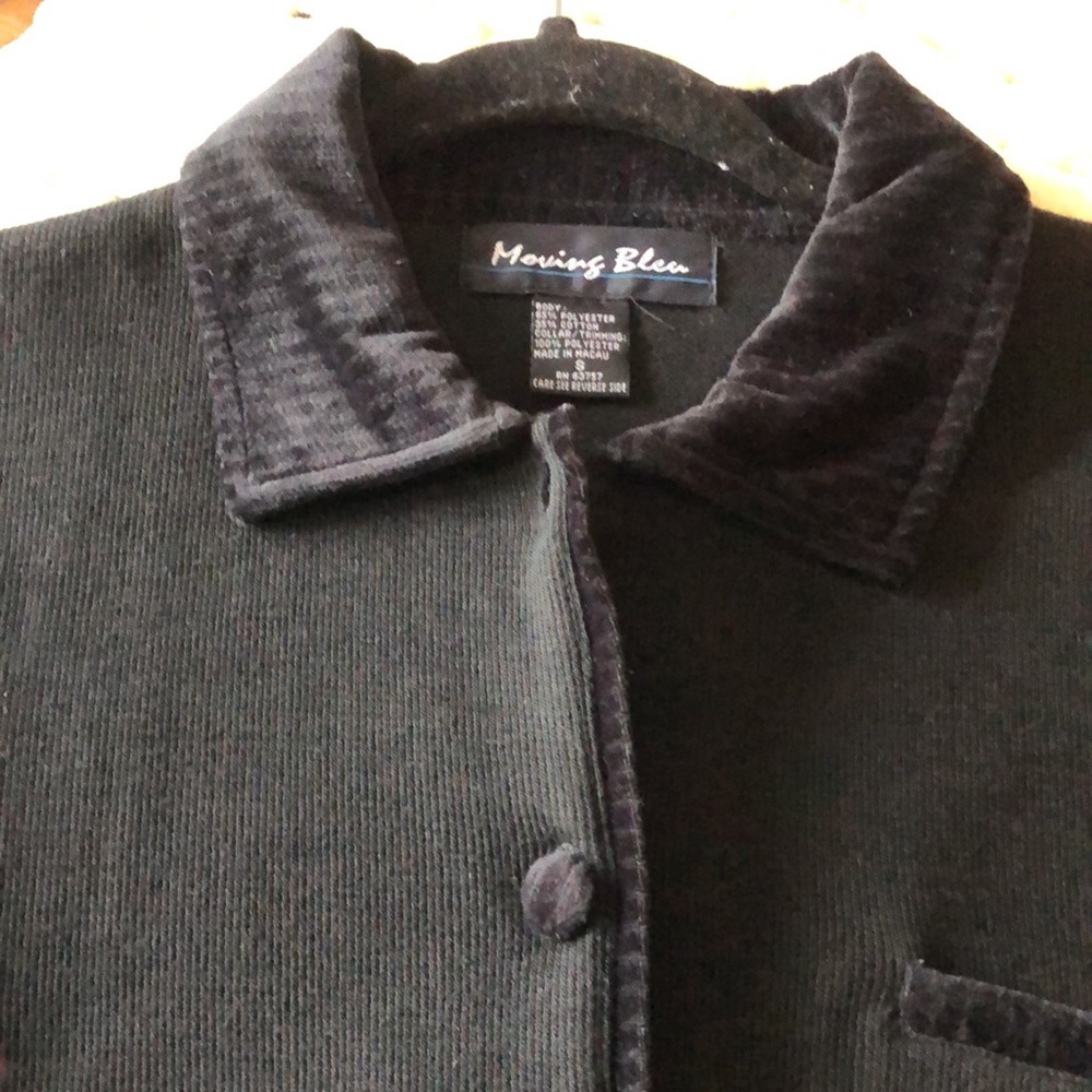 Moving Bleu‎ vintage black button down cardigan. Size small. Oversized. NWOT.